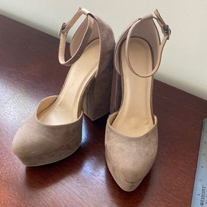 Taupe Platform Mary Janes